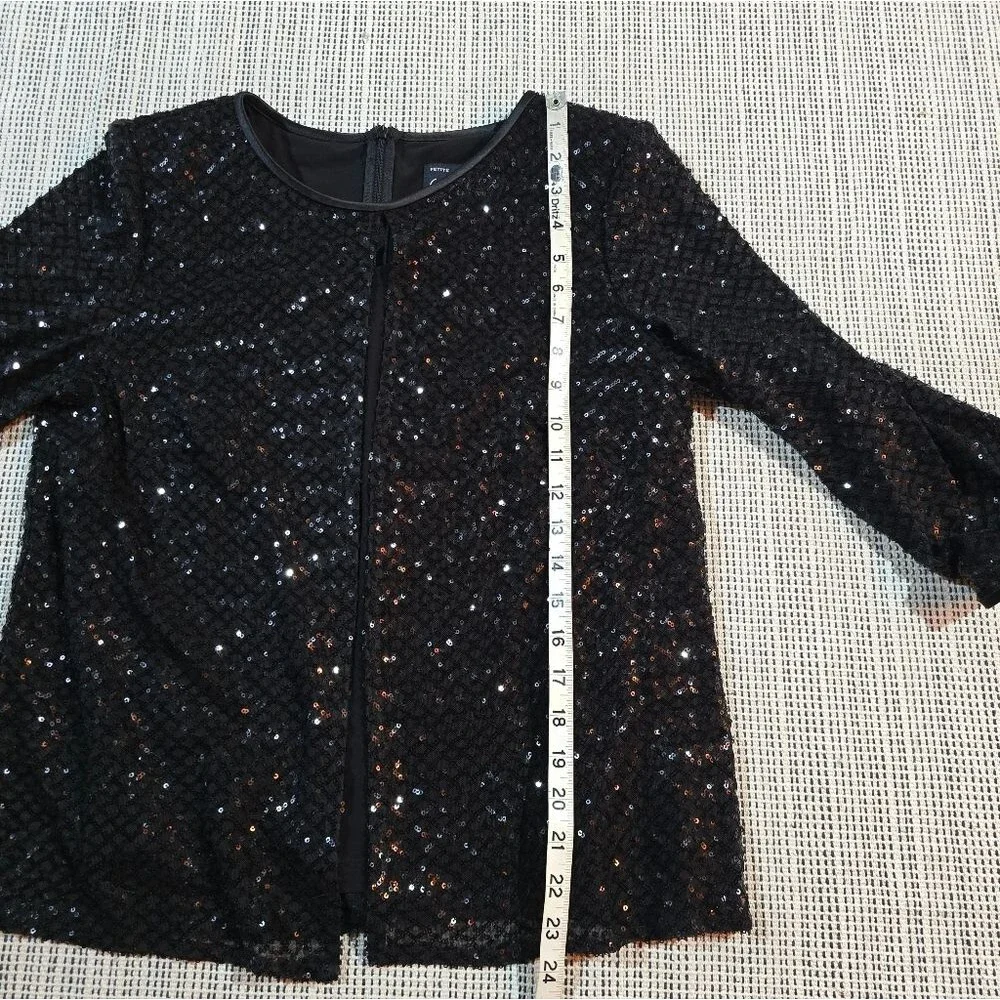 Alex Evenings Black Sequin Jacket With Tank Top Size MP NWT Formal Party Sparkle
